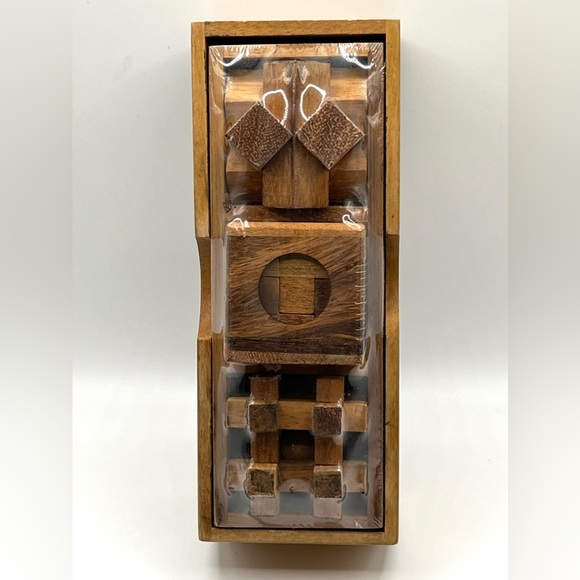 Wooden Puzzle Box Set 3 Games Challenging Brain Teasers 3D Puzzles for Adults - Picture 2 of 9